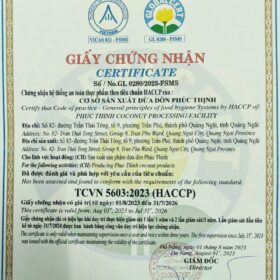 Giấy chứng nhận dừa sấy giòn của Cocovietnam.vn